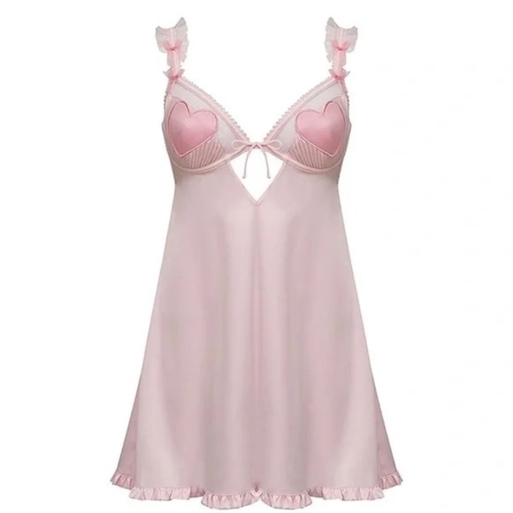 New! For Love And Lemons Heart Slip Pink 45042